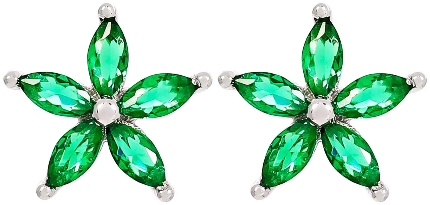 Kolczyki sztyfty - Floral Emerald