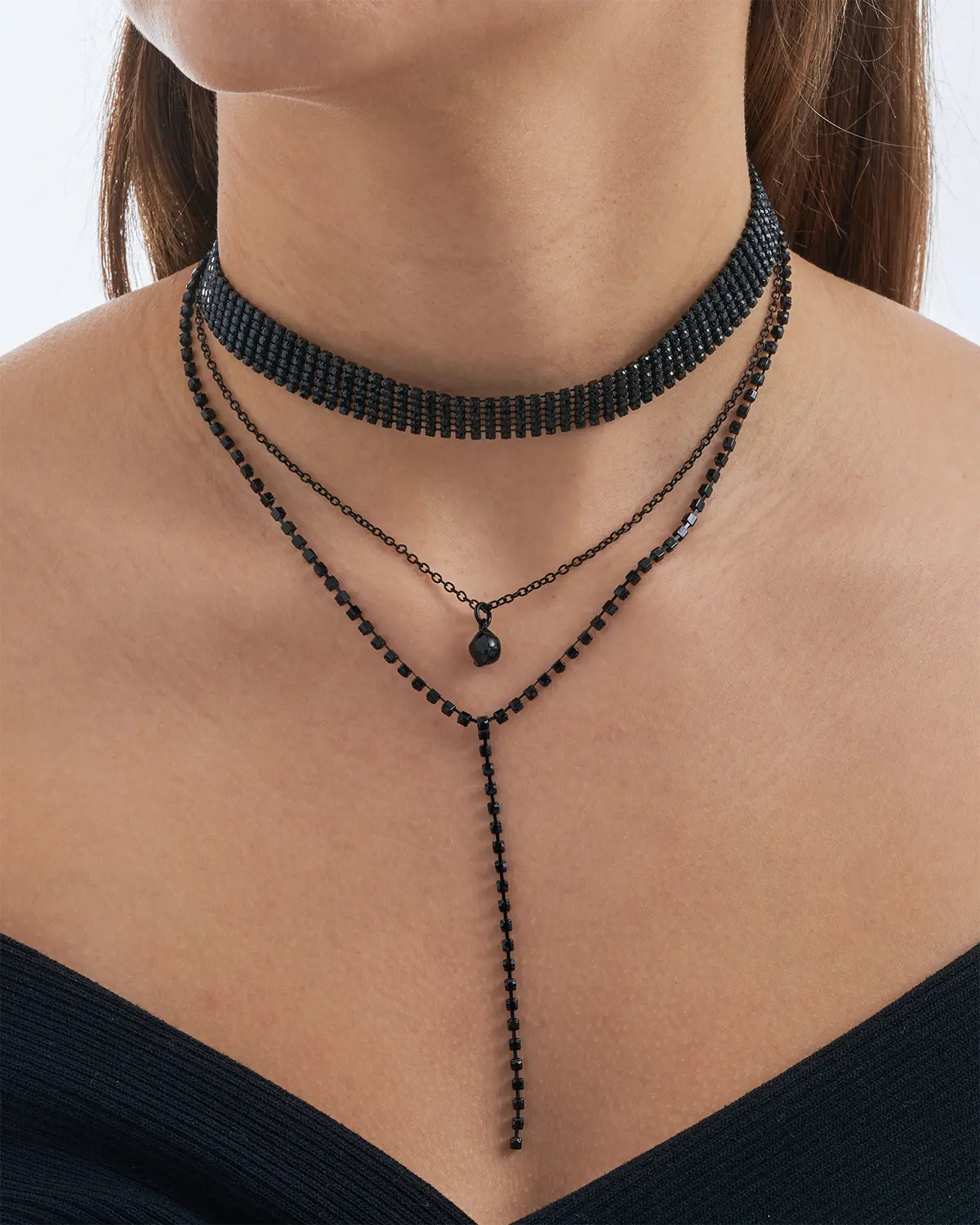 Collier multirangs - Black Glamour