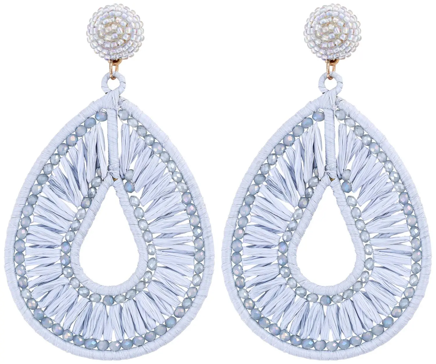 Clous d'oreilles - Blue Raffia