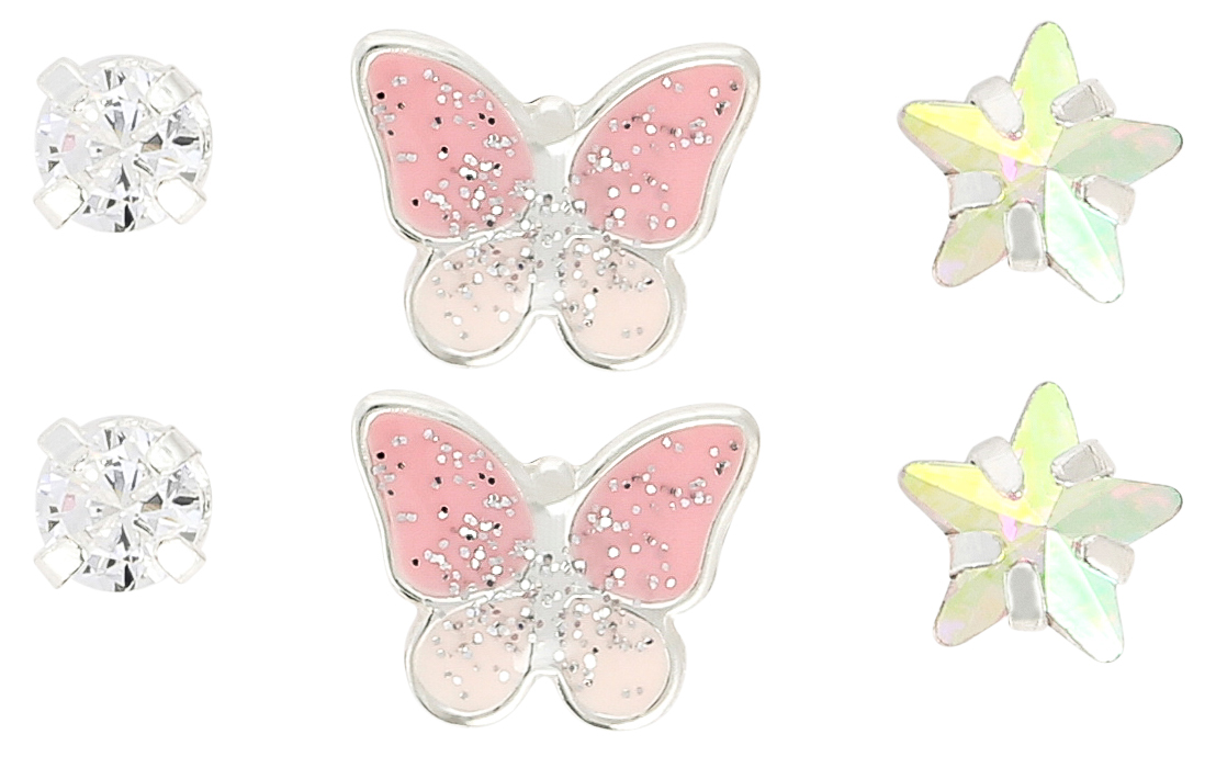 Zestaw kolczyków sztyfty - Pink Butterfly