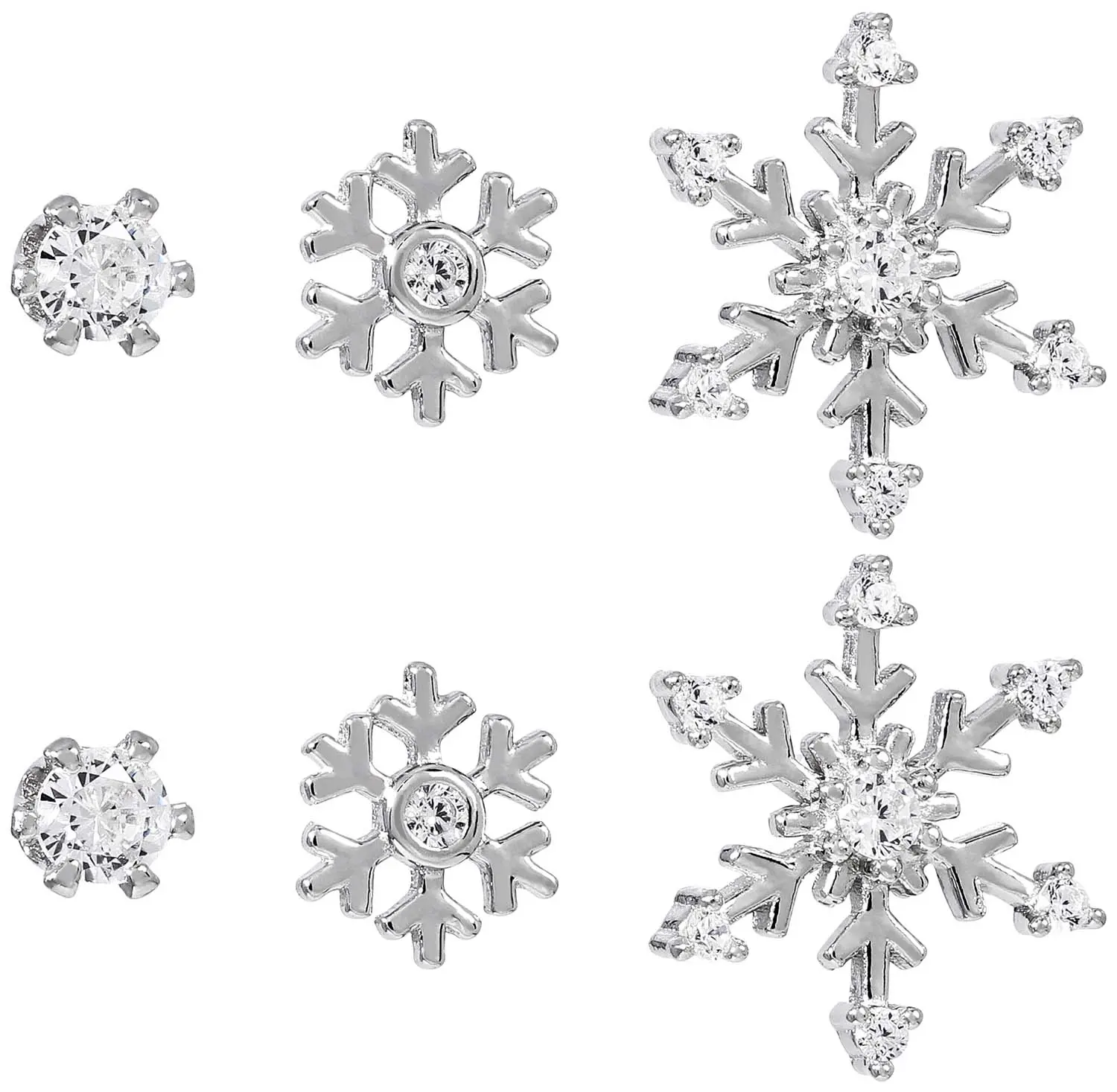 Ensemble de clous d'oreilles - Snowflake Sparkle