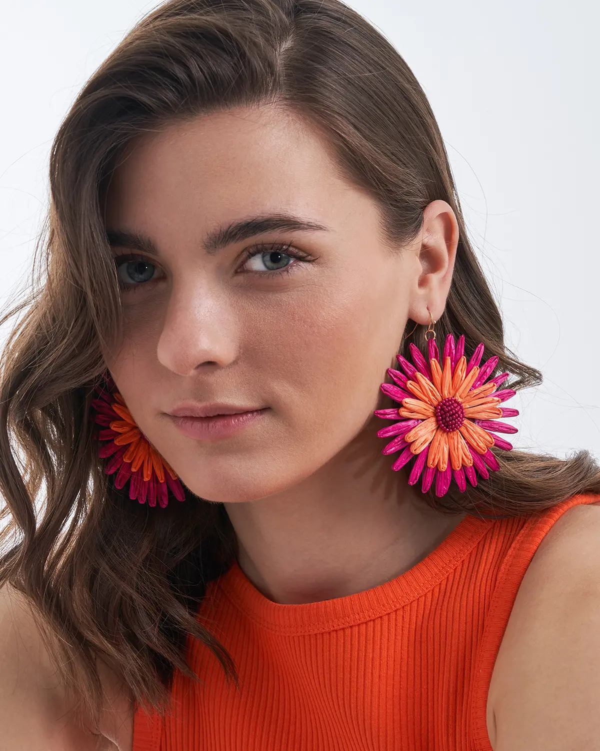 Pendientes largos - Fuchsia Bloom