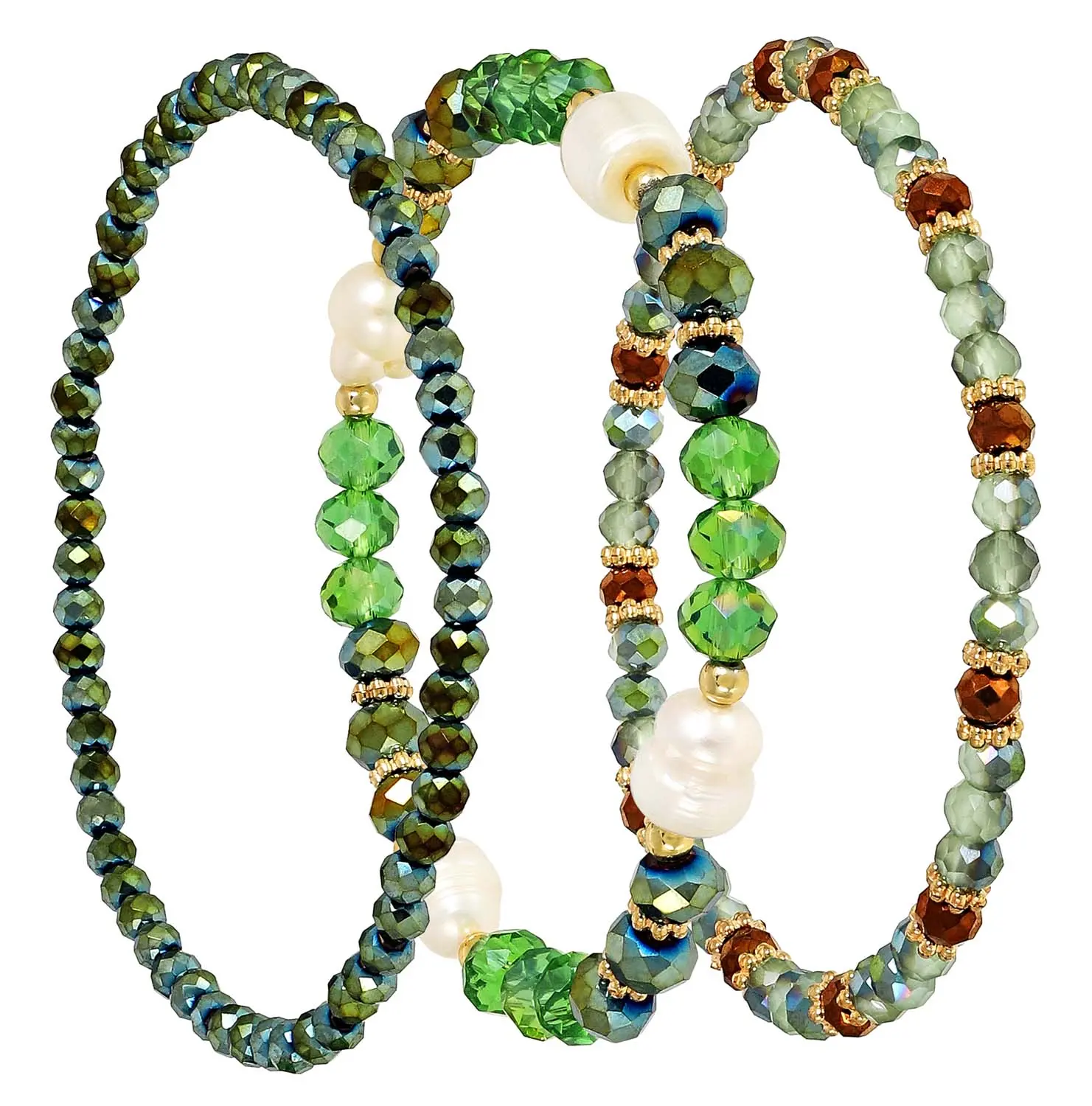 Ensemble de bracelets - Green Pearls