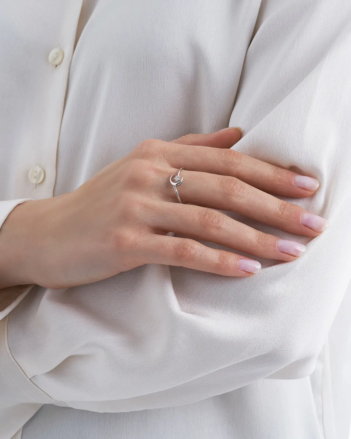 Bague en argent massif - Cuddling Moon