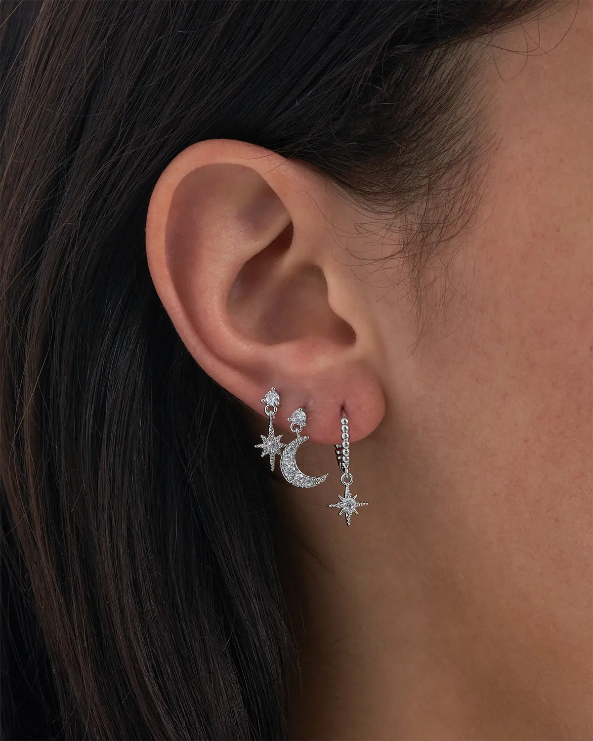 Ensemble de boucles d'oreilles - Moon Star