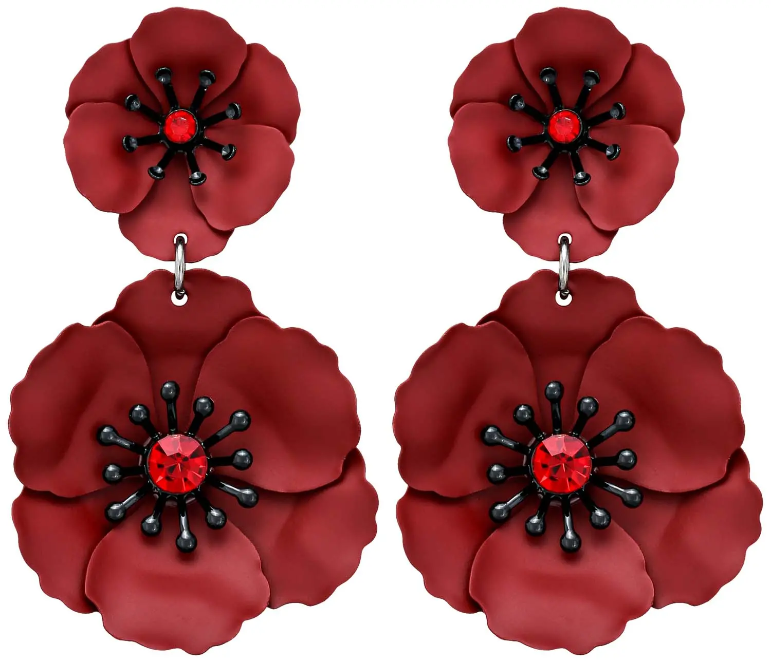 Clous d'oreilles - Burgundy Rose