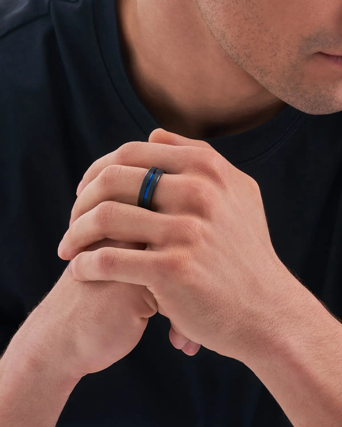 Herren Ring - Blue Line