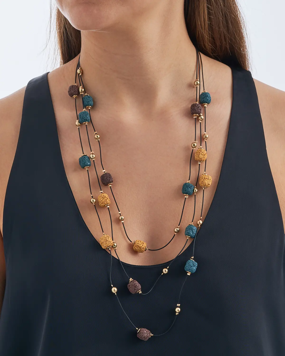 Collier multi-rangs - Lava Stone