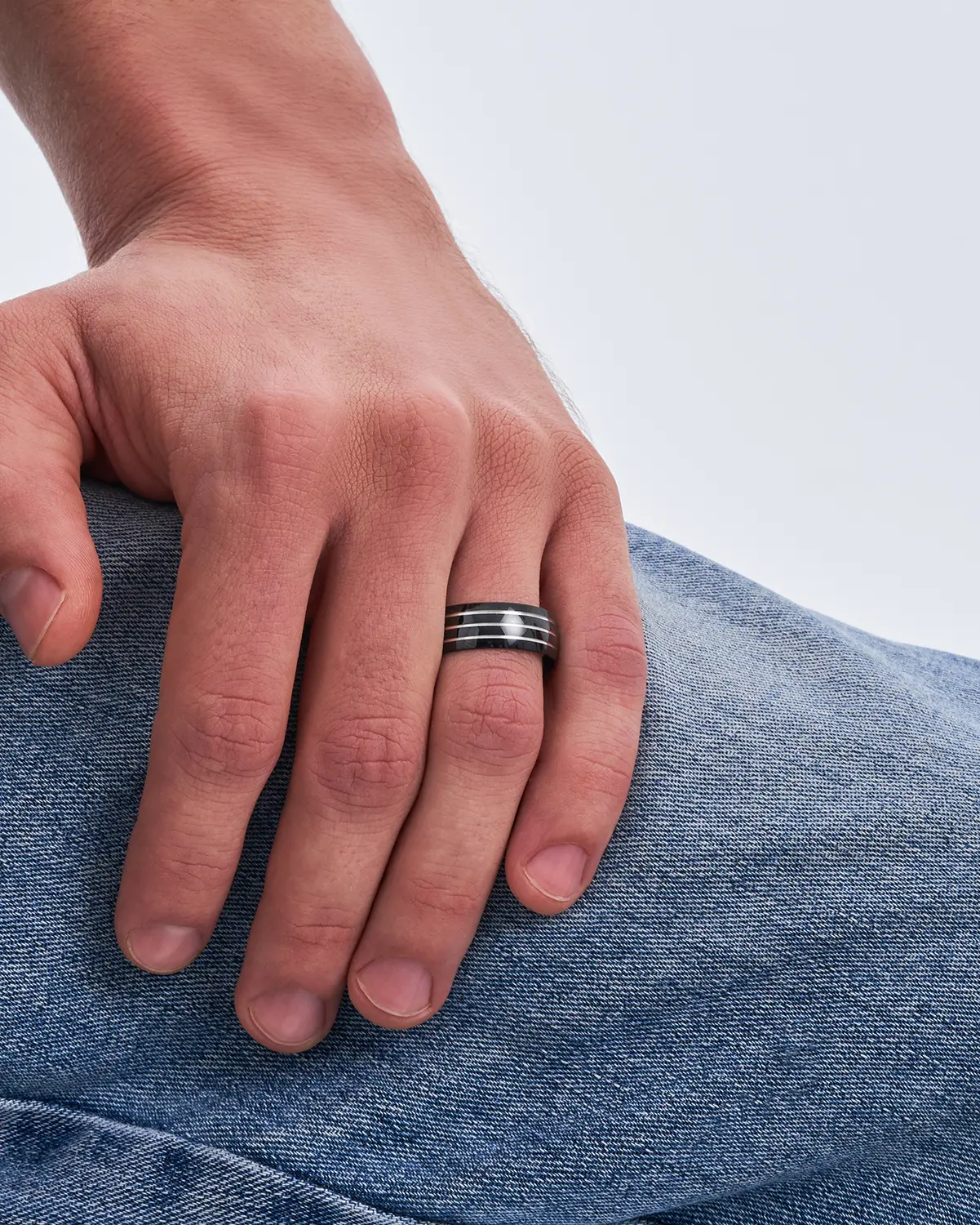 Bague pour homme - Silver Stripes