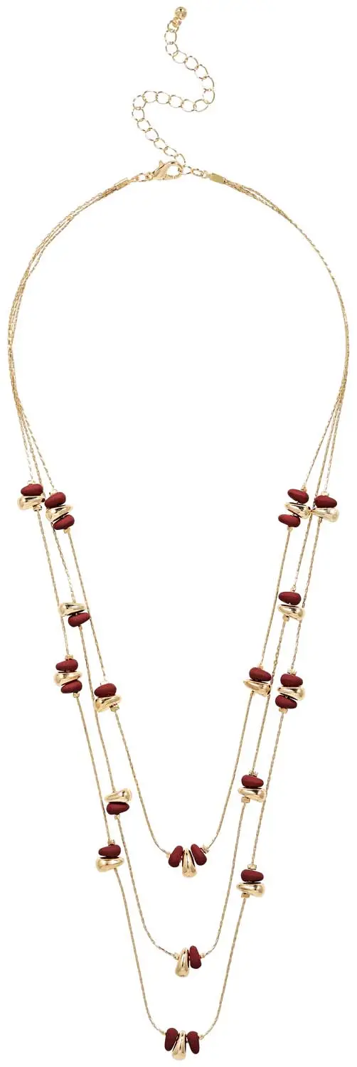 Collier multirangs - Burgundy Stones