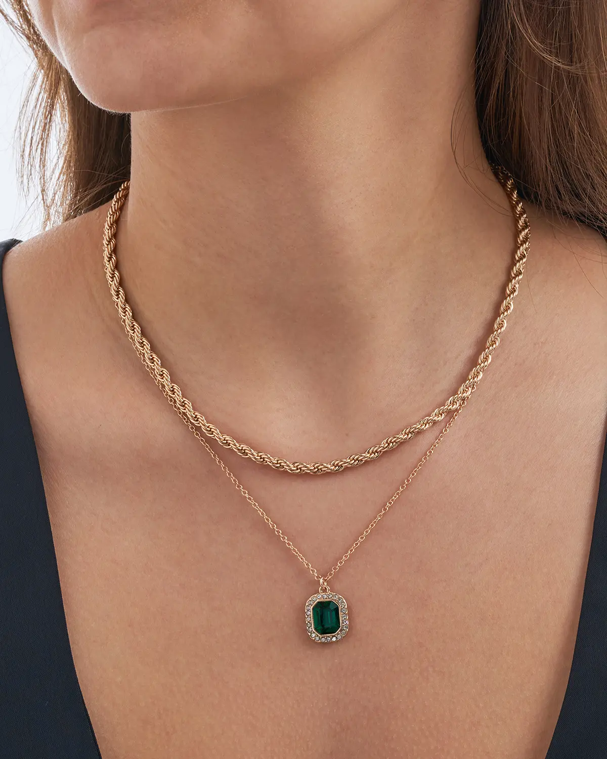 Layering Kette - Green Pendant