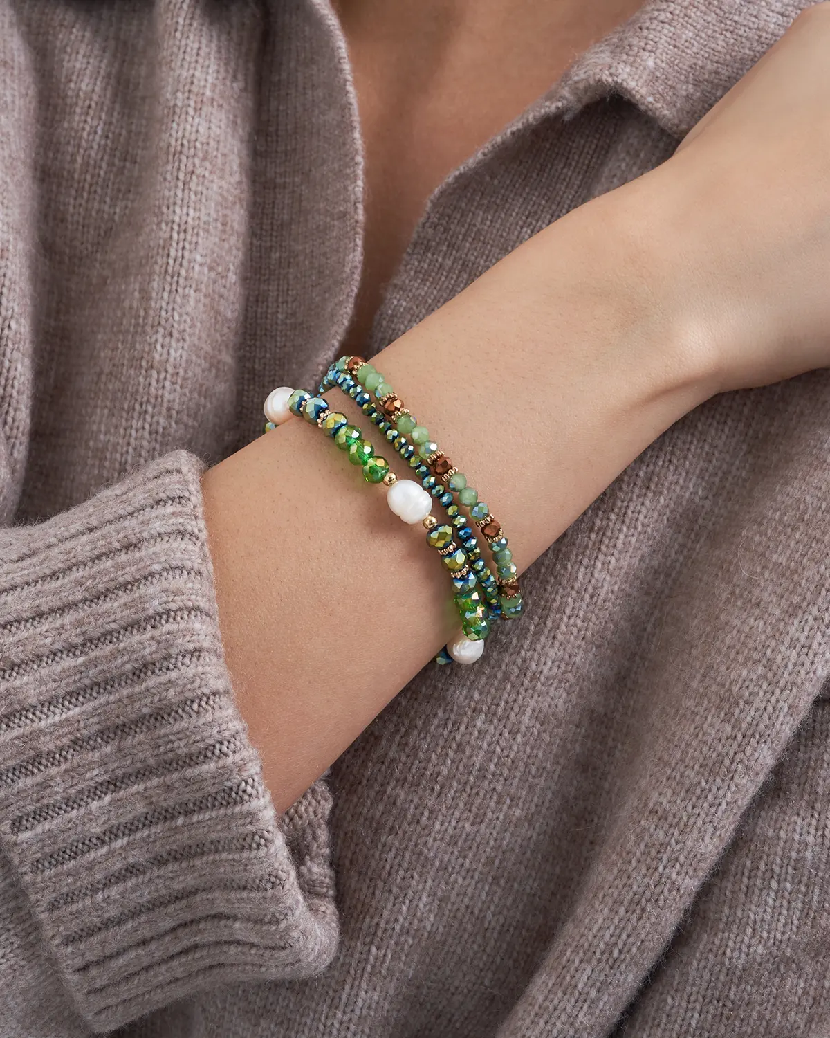 Set di braccialetti - Green Pearls