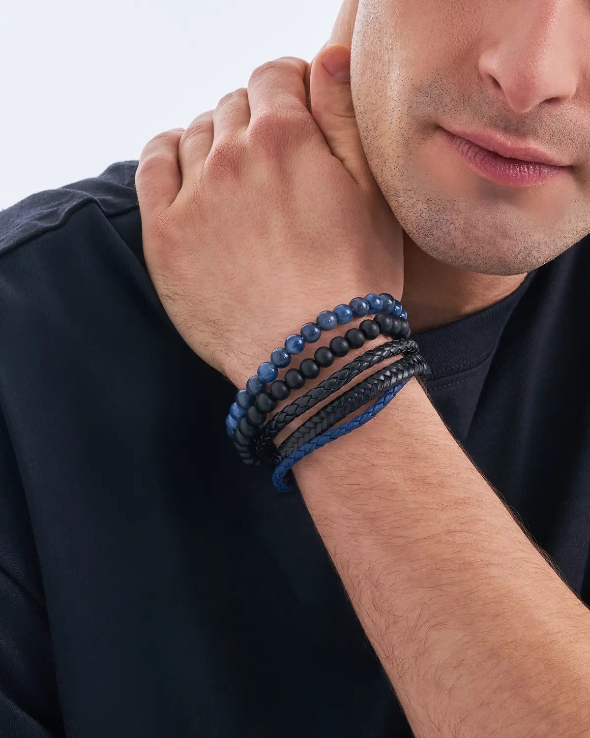 Herren Armband-Set -  Blue Leather