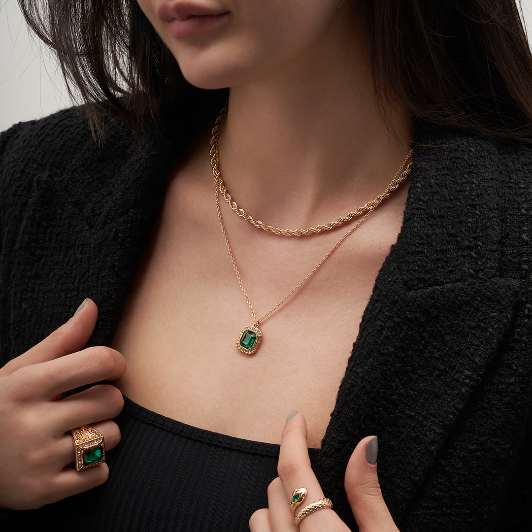 Collar a capas - Green Pendant