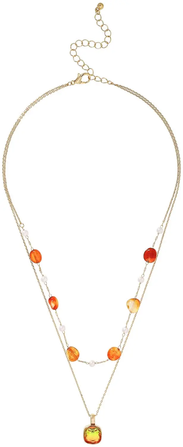 Layering ketting - Orange Agate