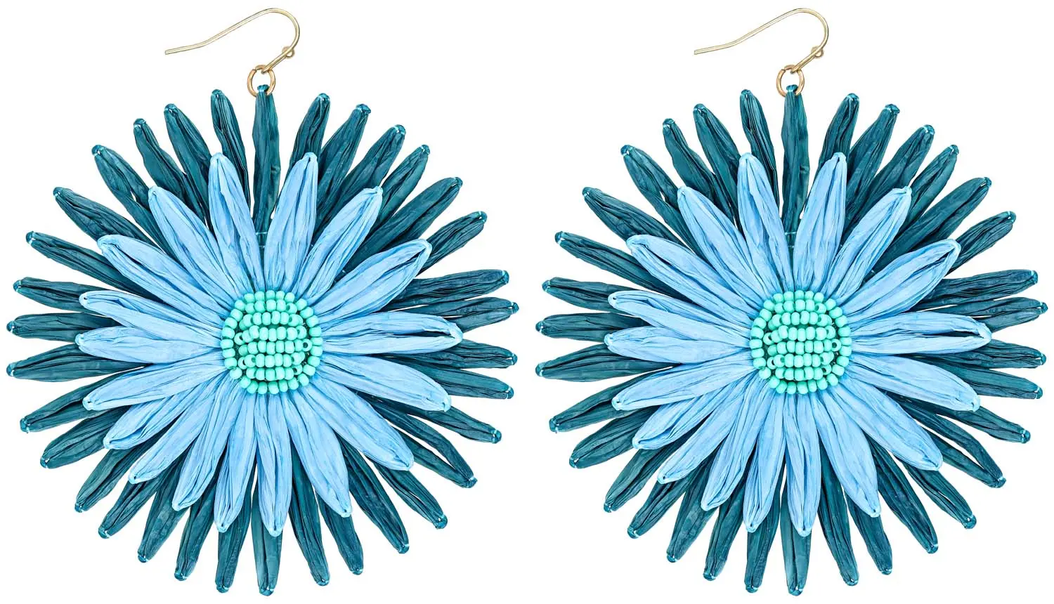 Pendientes largos - Blue Raffia