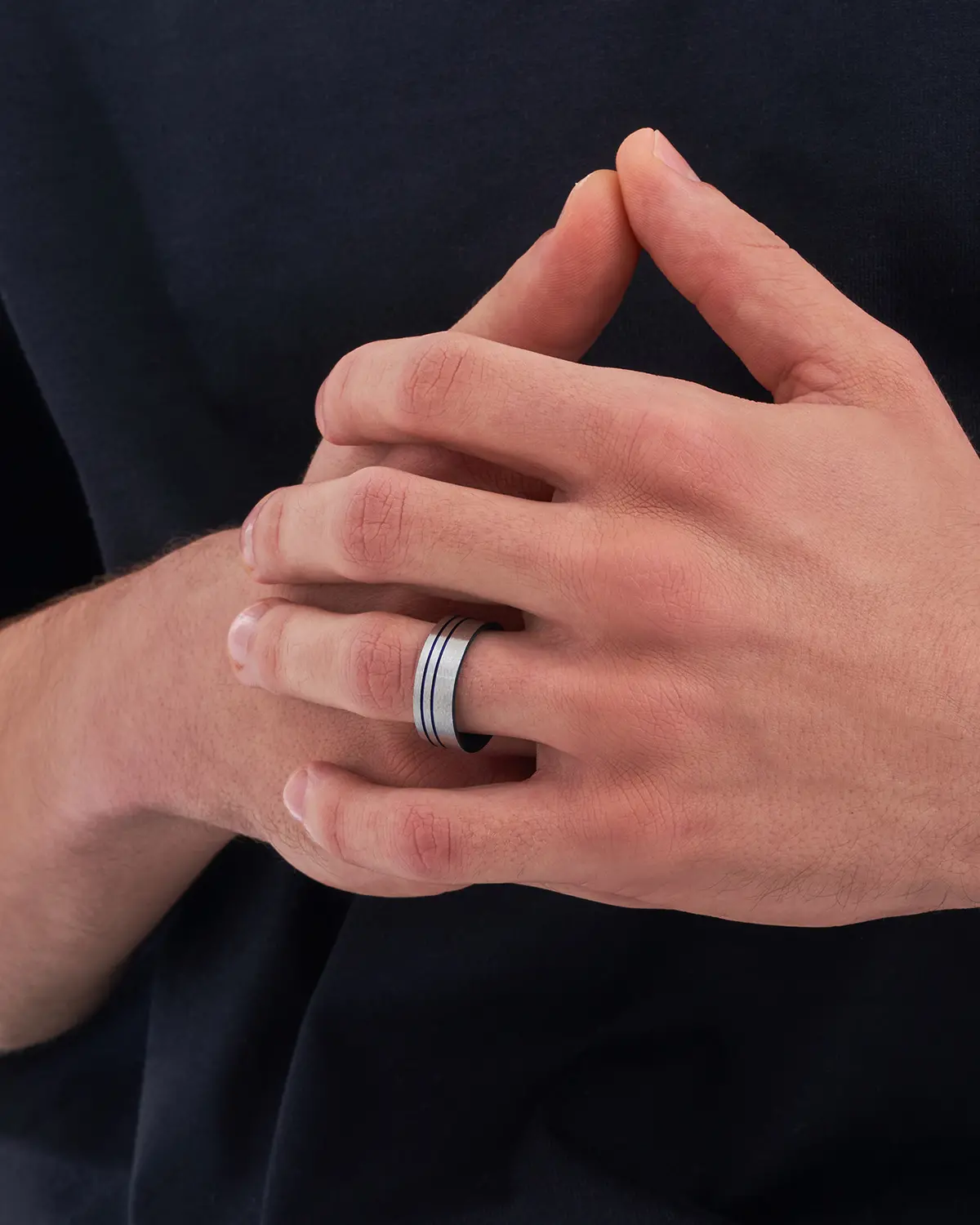 Herren Ring - Blue Lines