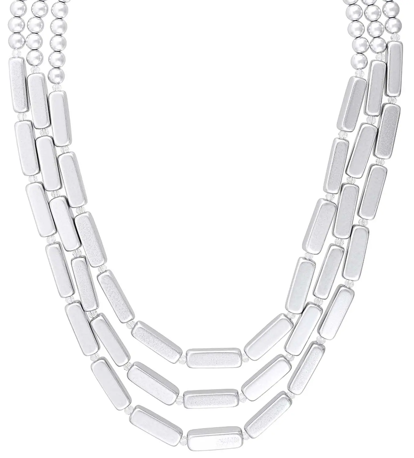 Collier multirangs - Silver Squares